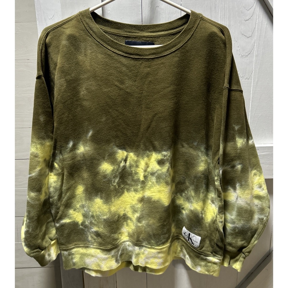 Calvin Klein Jeans Crewneck Sweatshirt Women's Medium  Green Tie Dye